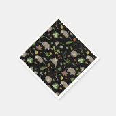 ブラックのベリーフィールドのポッサム スタンダードカクテルナプキン (角)