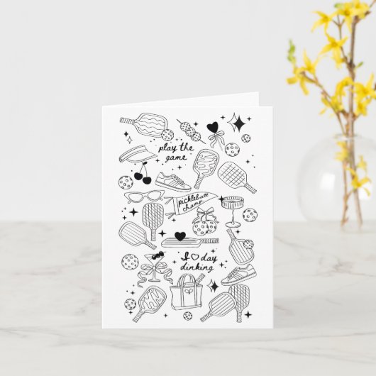 ブラックのベージュレトロコンフォートCのクリケットボール落書き カード (黄色い花)