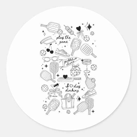 ブラックのベージュレトロコンフォートCのクリケットボール落書き ラウンドシール (正面)