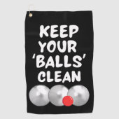 ブラックのペタンク洗浄布 ゴルフタオル (正面)