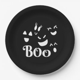 ブラックのホイップルブーゴースト かわいいハロウィンデザイン ペーパープレート