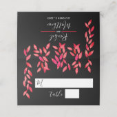 ブラックのホットピンク結婚色の葉 プレイスカード (外部開封)