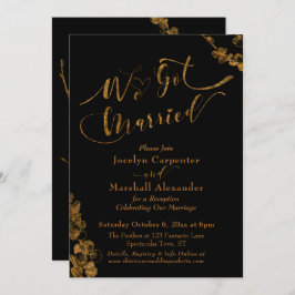 ブラックのボタニカル ゴールドで結婚しました 招待状