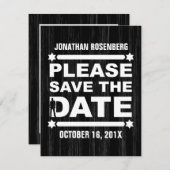 ブラックのボールド タイプのバル ミツバ祭りのSave the Date 招待状 (正面/裏面)