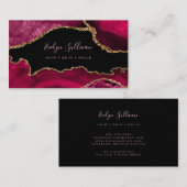 ブラックのマゼンタ赤瑪瑙 名刺 (正面/裏面)