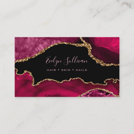 ブラックのマゼンタ赤瑪瑙 名刺 (正面)