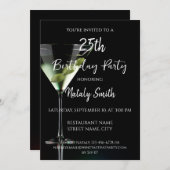 ブラックのマルティーニカクテル 招待状 (正面/裏面)