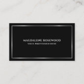 ブラックのミニマリストのシルバーフレーム 名刺 (正面)