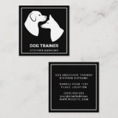 ブラックのミニマリストドッグシルエット – ドッグトレーナー スクエア名刺 (正面/裏面)