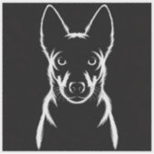 ブラックのミニマリスト犬のシルエット シール (正面)