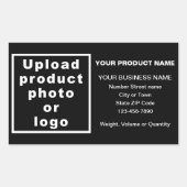 ブラックのミニマルビジネス製品情報 長方形シール (正面)