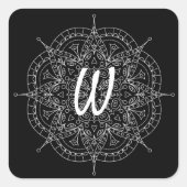 ブラックのモノグラムホワイトレース スクエアシール (正面)