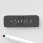 ブラックのモノグラム グレー 名前 名札 (インサイチュ)