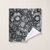 ブラックのラケワーク工芸用バスルーム用タオルセット バスタオルセット (ウォッシュタオル)