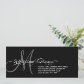 ブラックのリハーサルディナー招待状 モノグラム 招待状 (スタンド正面)