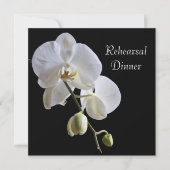 ブラックのリハーサル結婚ディナーに白の蘭 招待状 (正面)