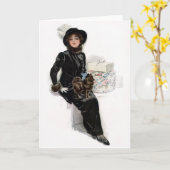 ブラックのレディ カード (黄色い花)