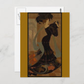 ブラックのレディ ポストカード (正面/裏面)