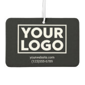 ブラックのワイドビジネスカスタムロゴと文字 カーエアーフレッシュナー (裏面)