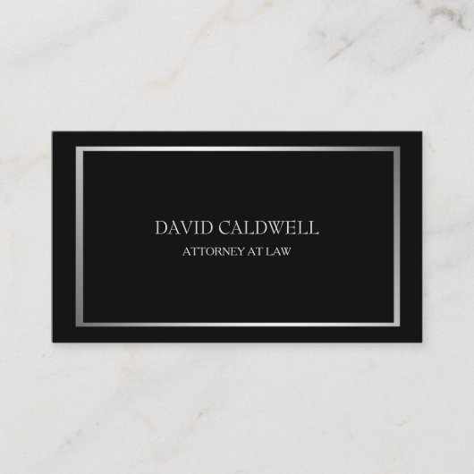 ブラックの上品なシルバーフレームミニマリスト 名刺 (正面)