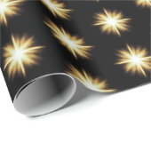 ブラックの包装紙に金の星のフレア ラッピングペーパー (ロールコーナー)
