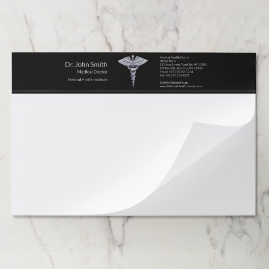 ブラックの医療クラスのシルバーカドゥセウス ペーパーパッド (折り畳み)