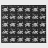 ブラックの卒業式メタリック銀クラス ラッピングペーパー (フラット)