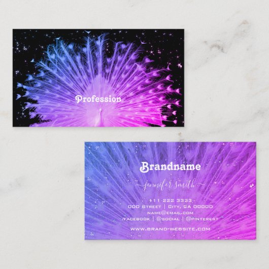 ブラックの卓越したピンクパープルグラディエートピーコック 名刺 (正面/裏面)