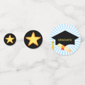 ブラックの博士号の卒業星。青と白 コンフェッティ (裏面)