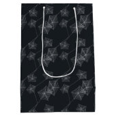 ブラックの可愛いハロウィーンのクモカスタムの巣 ミディアムペーパーバッグ (裏面)