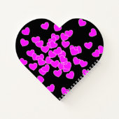 ブラックの多くの小さな未調整のピンクのハート ノートブック (裏面)