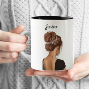 ブラックの女の子のパーソナライズされたコーヒカスタムー ツートーンマグカップ