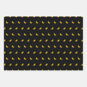 ブラックの小さな黄色いバナナのシルエット ラッピングペーパーシート (正面3)