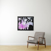 ブラックの小型(34インチ×40インチ)ウルトラバイオレットドラゴン タペストリー (インサイチュ(横))