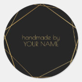 ブラックの幾何学的なゴールドエフェクトが手作りで施されています ラウンドシール (正面)