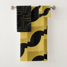 ブラックの幾何学的シックな黄金真鍮パターン