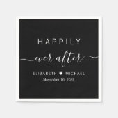 ブラックの後ずっとシックで幸せ結婚に スタンダードカクテルナプキン (正面)