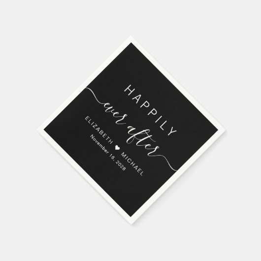 ブラックの後ずっとシックで幸せ結婚に スタンダードカクテルナプキン (角)