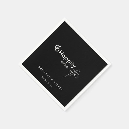 ブラックの後で幸せに結婚なる | エレガントカスタム スタンダードカクテルナプキン (角)