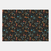 ブラックの抽象的な虹 ラッピングペーパーシート (正面3)