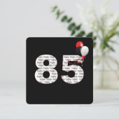 ブラックの招待状におめでとう85歳の誕生日 招待状 (スタンド正面)