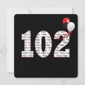 ブラックの招待状にお誕生日おめでとう102歳 招待状 (正面)