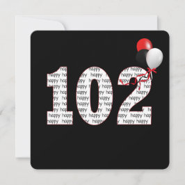 ブラックの招待状にお誕生日おめでとう102歳 招待状