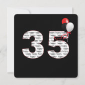 ブラックの招待状に35歳の誕生日おめでとう 招待状 (正面)