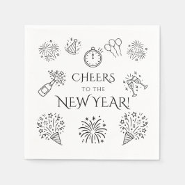 ブラックの新年おめでとう落書きパーティー スタンダードカクテルナプキン