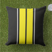 ブラックの明るいツインイエローホワイトストライプレースのレース アウトドアクッション (芝生)