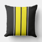 ブラックの明るいツインイエローホワイトストライプレースのレース アウトドアクッション (正面)