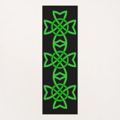 ブラックの明るい緑のアイリッシュケルトのループしたノット ヨガマット (正面)