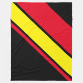 ブラックの明るい赤の黄色の対角ストライプレースのレース フリースブランケット (正面)