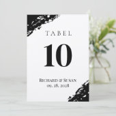 ブラックの水彩ウェディングテーブルナンバーカード 招待状 (スタンド正面)